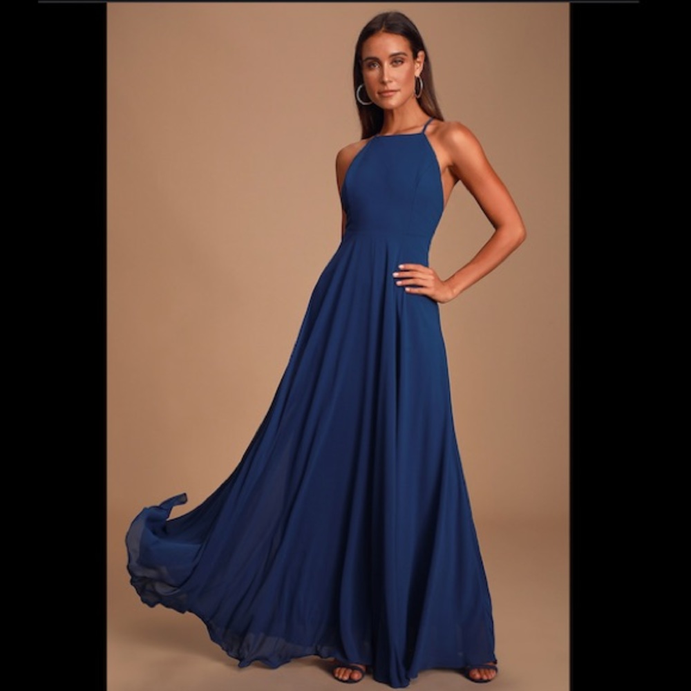 Lulus Navy Blue Maxi Dress Size 0/XS Prom Dress